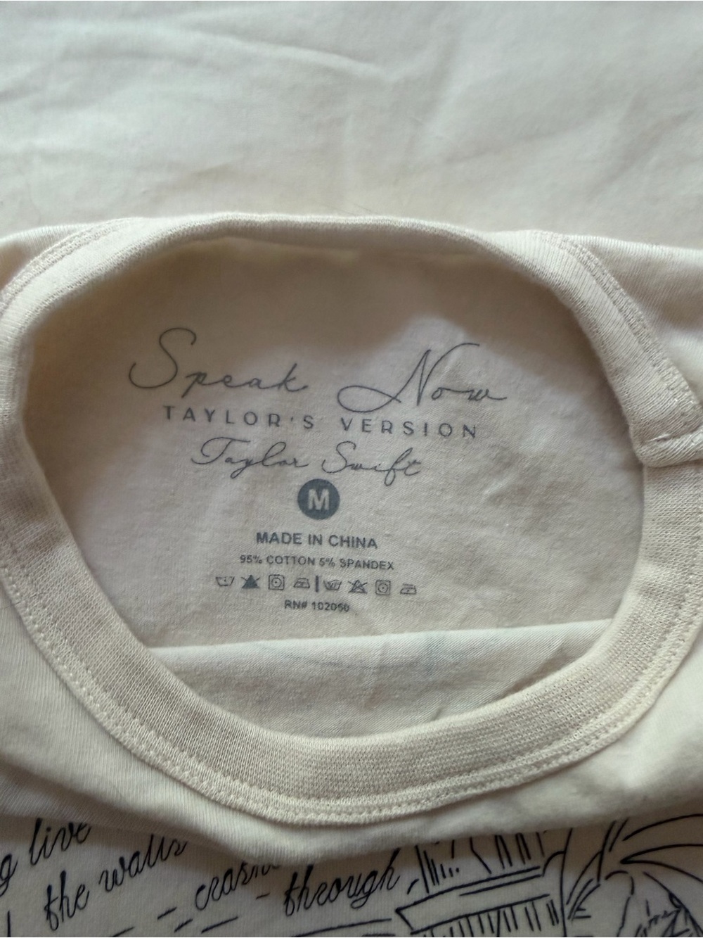 Taylor Swift Cream Graphic Tee with Black Print - Picture 3 of 3